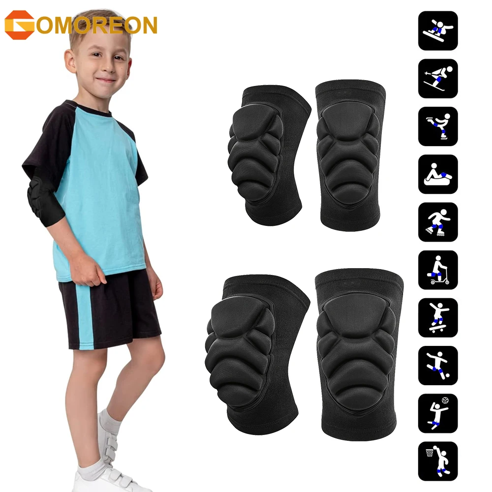 Cycling Gear Kids - 子供用膝と肘パッド ハニカム圧縮スリーブパッド ガード スポーツ保護具 バスケットボール フットボール