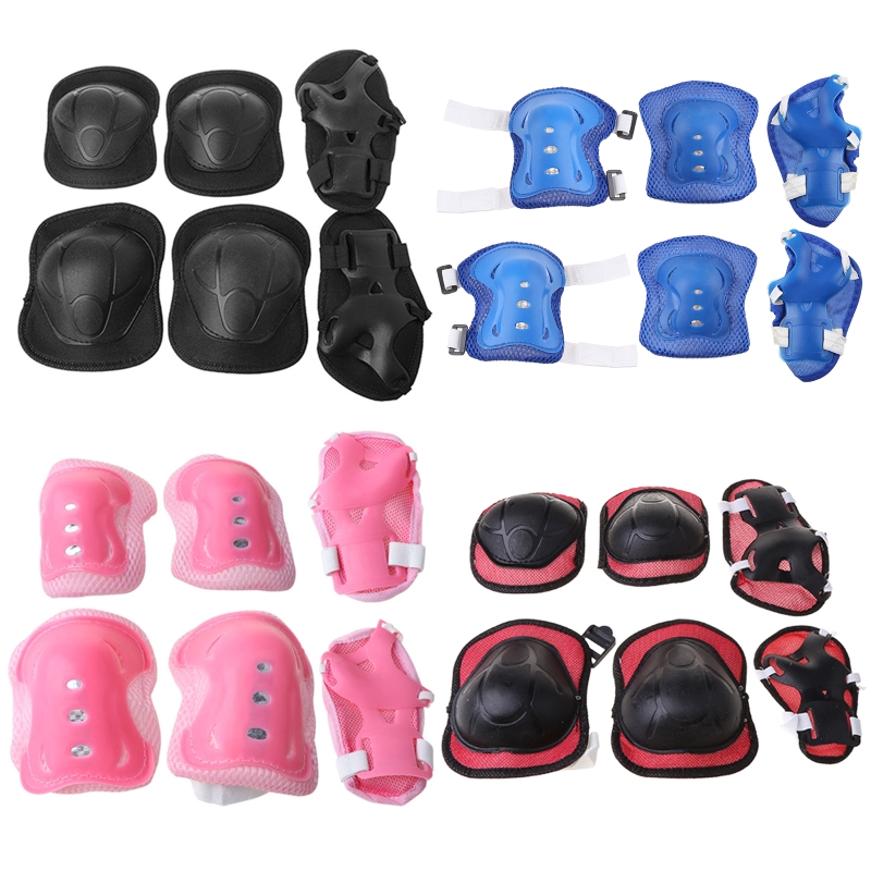 Cycling Gear Kids - 6点セット子供用保護具セット、子供用膝パッド、幼児用膝肘パッド、リストガード付き3in1、スケート、サイクリング、バイク、スクーター用