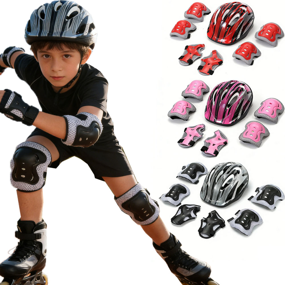 Cycling Gear Kids - 自転車スポーツ保護具セット 調整可能な子供用安全スケートヘルメットパッドセット 48-55cm スケートボード/バイク/スケート/サイクリング用