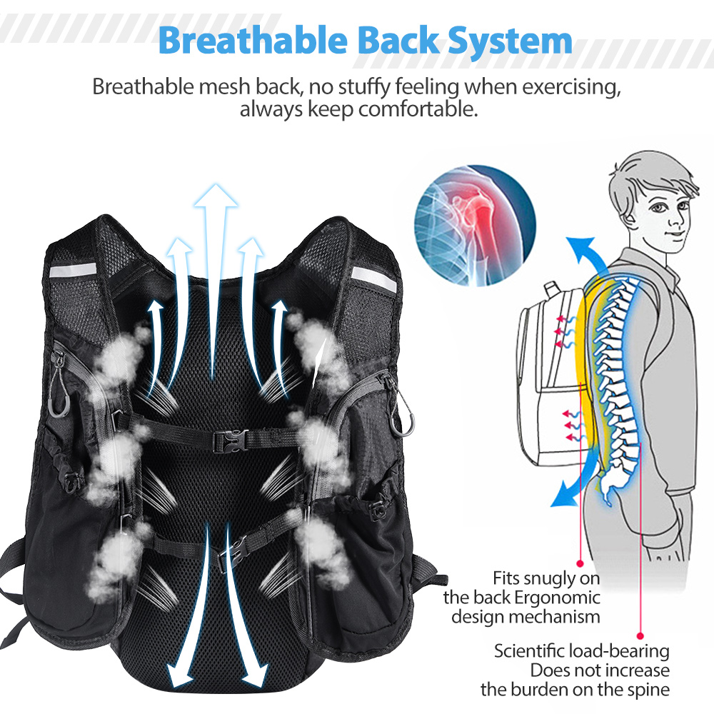 ウォーターボトル付きランニングバックパックベスト、軽量自転車 - Cycling Gear Vest のレビューと価格