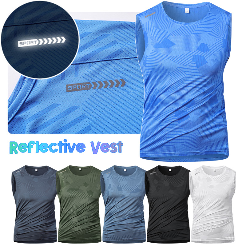 男ランニング反射ベスト夏通気性アイスシルクフィットネススポー - Cycling Gear Vest のレビューと価格