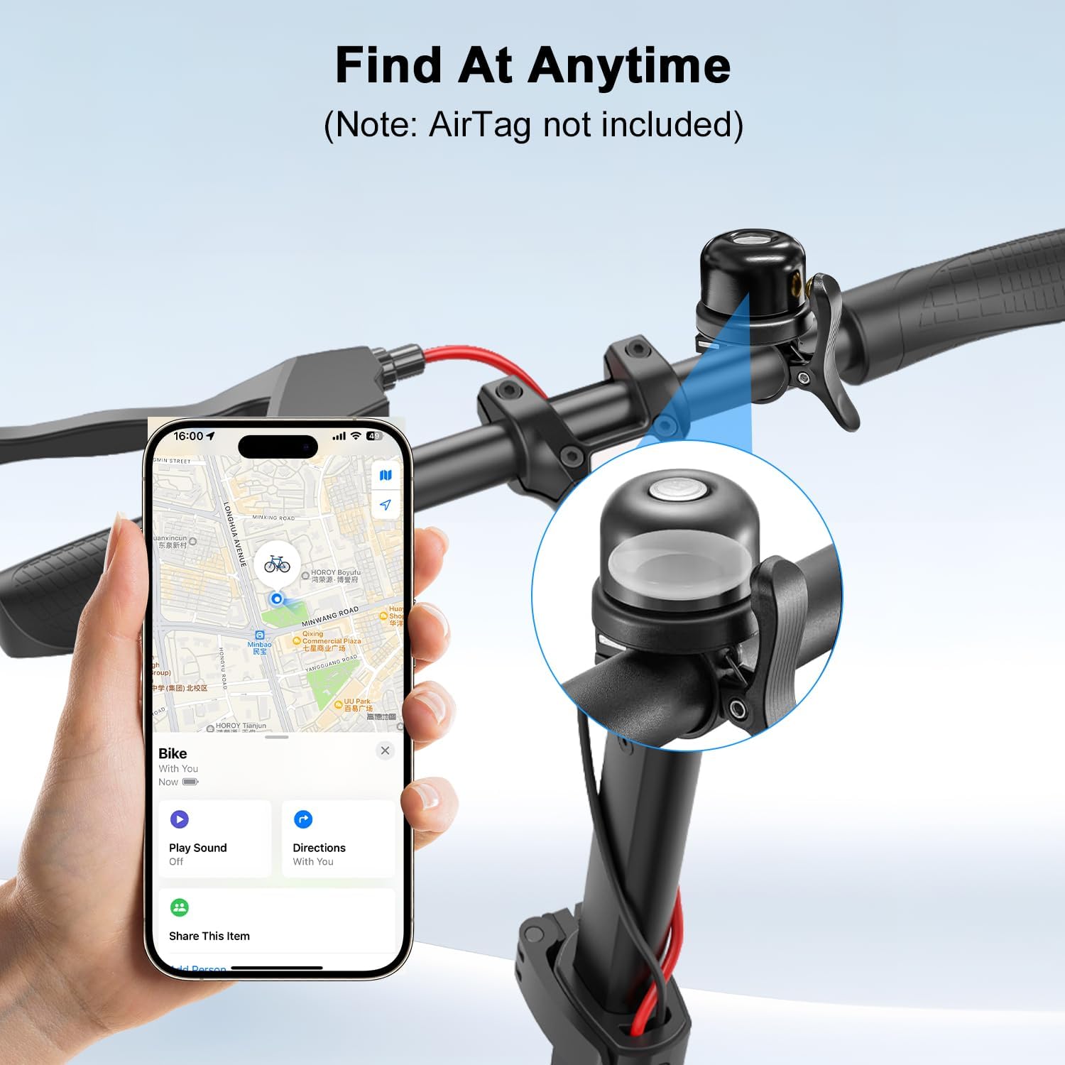 Apple AirTag用バイクベル、隠し自転車マウント、防 - Bike Bell のレビューと価格